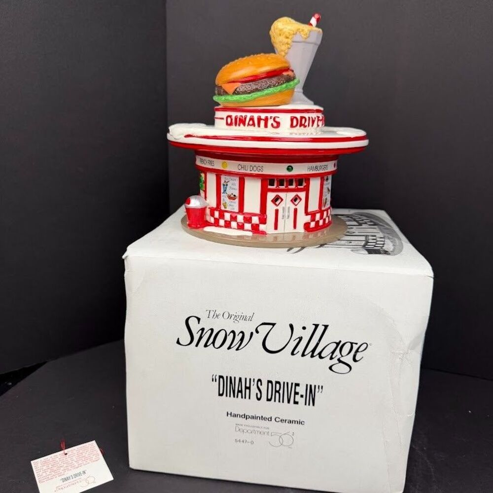 Department 56 Original Snow Village Dinah's Drive-In 5447-0 1993 w/ Box-Retired